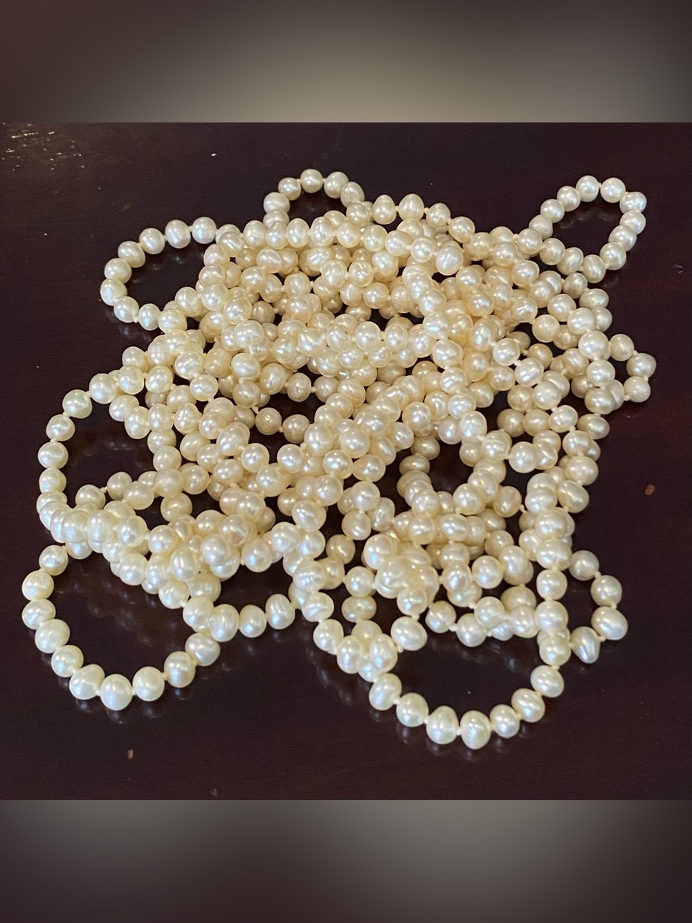 100” Genuine Freshwater Pearl Endless Strand Necklace 4-5mm Knotted Cream White